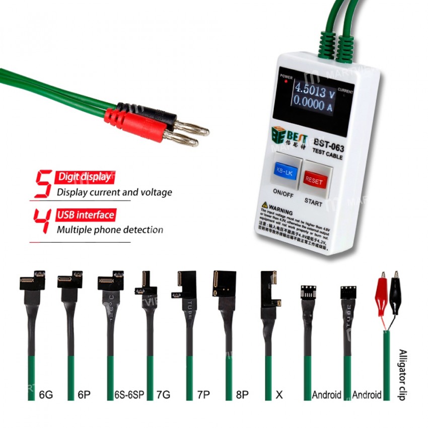 BST-063 Smart Anti-burn Power Cord for Mobile Phone Repair Suitable for Android iPhone