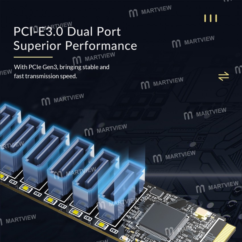 Orico PM2TS6 M.2 M Key to 6 Ports SATA 3.0 PCI-E Expansion Adapter Card
