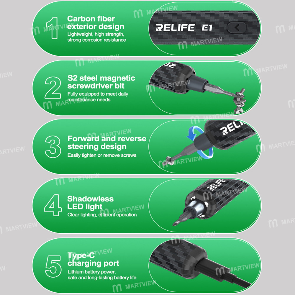 new upgrade-relife-e1-powerful-carbon-fiber-electric-screwdriver-set-support-iphone-17-series-7