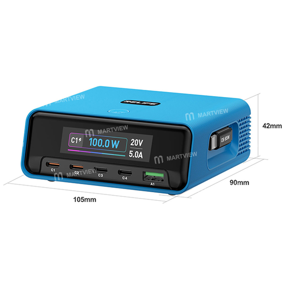 relife q8-pro-120w-gan-multi-port-charger-with-retractable-type-c-cable-compatible-with-avs-dynamic-