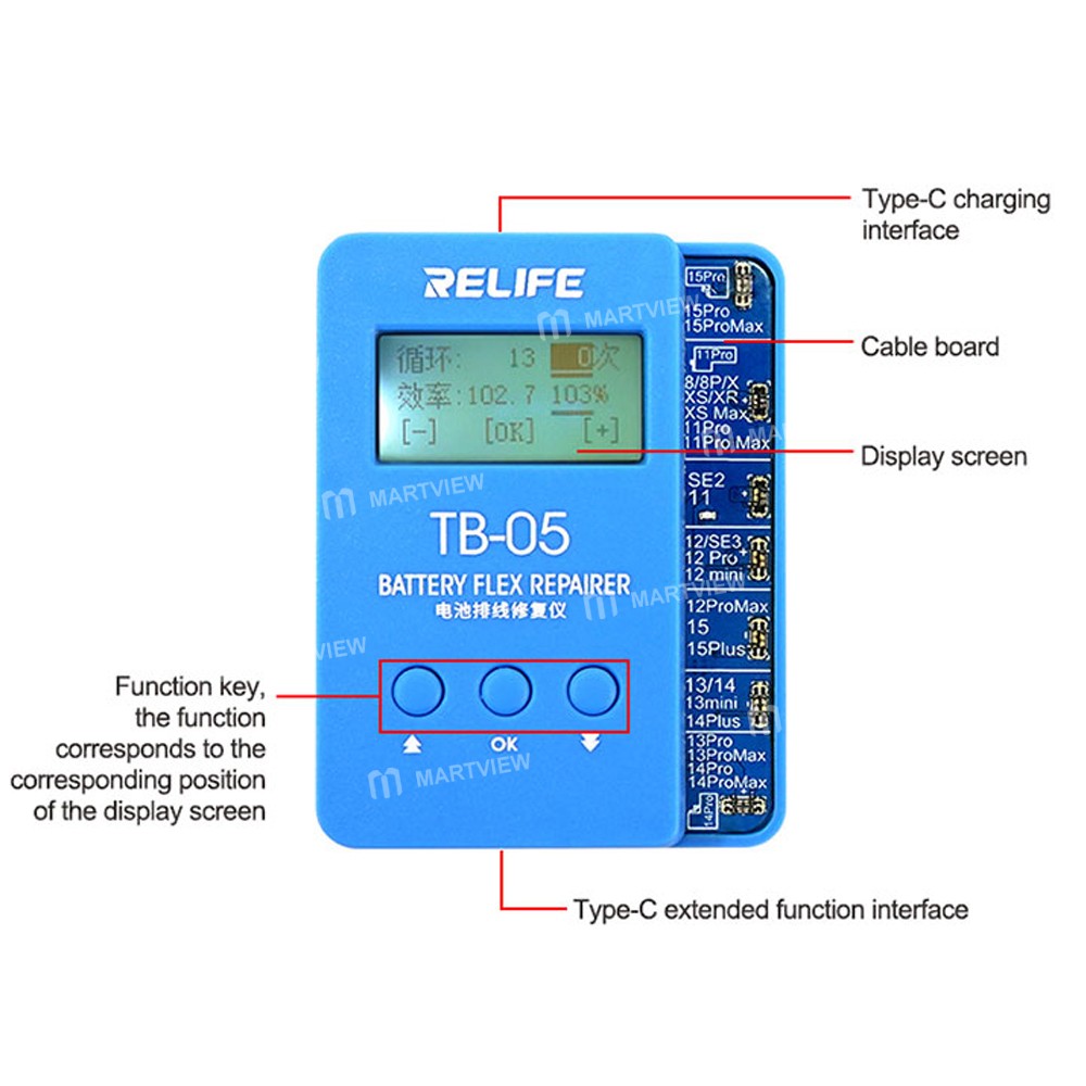 relife tb-05-v100-battery-repair-instrument-for-iphone-8-to-16pro-max-battery-data-cycles-recovery-3