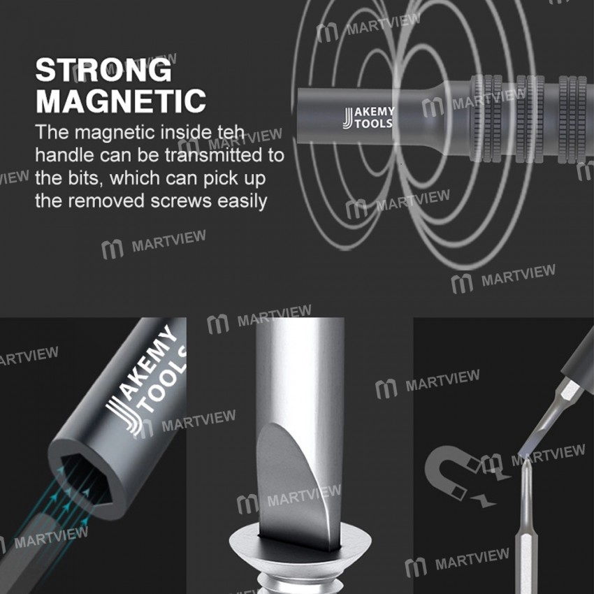 Jakemy JM-8174 45-in-1 S2 CR-V Bits Magnetic Screwdriver Bit Set with Aluminum Alloy Handle