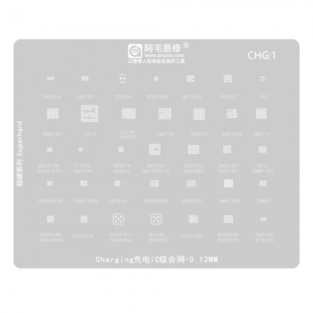 Amaoe CHG1 0.12mm Charging IC Comprehensive BGA Reballing Stencil