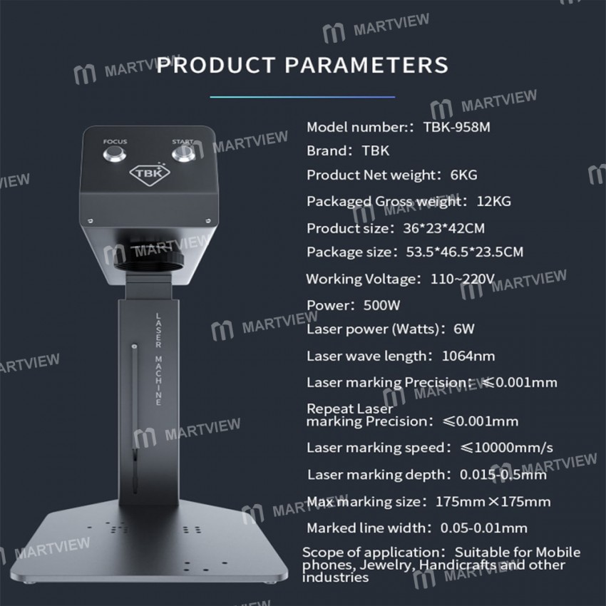 TBK 958M Auto Focus Laser Printing Engraving Marking Machine for Back Glass Remover Separating