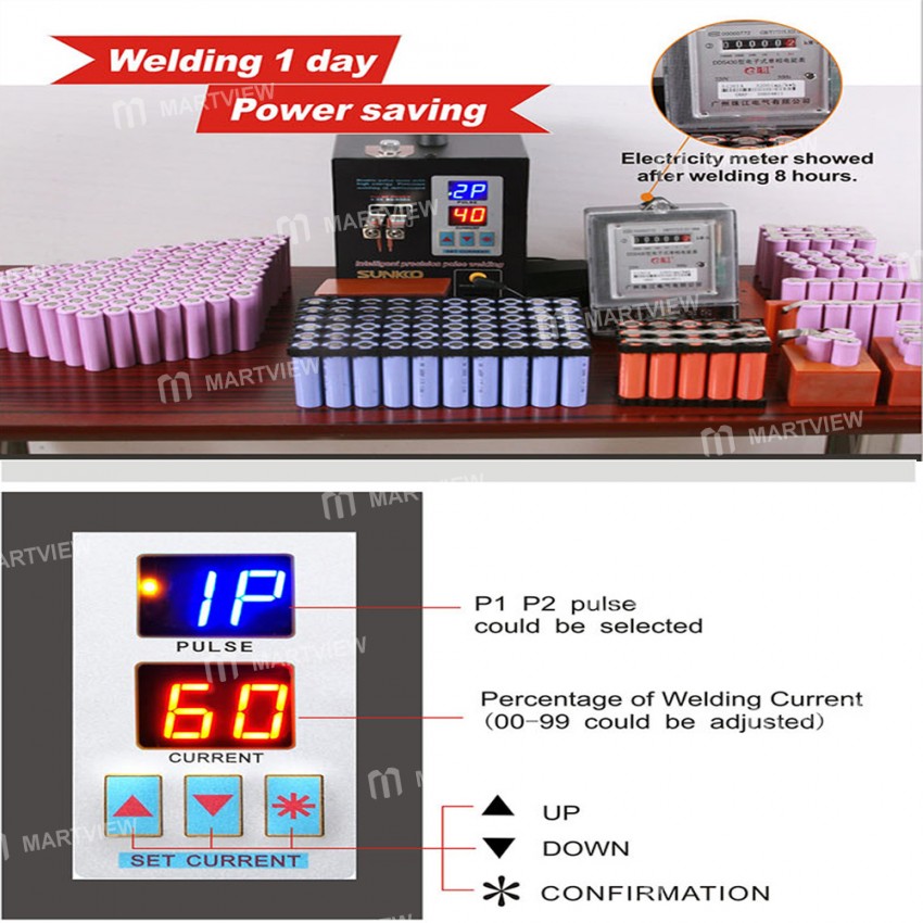 Sunkko 737G Double Pulse Dual Digital Display Lithium Battery Spot Welding Machine