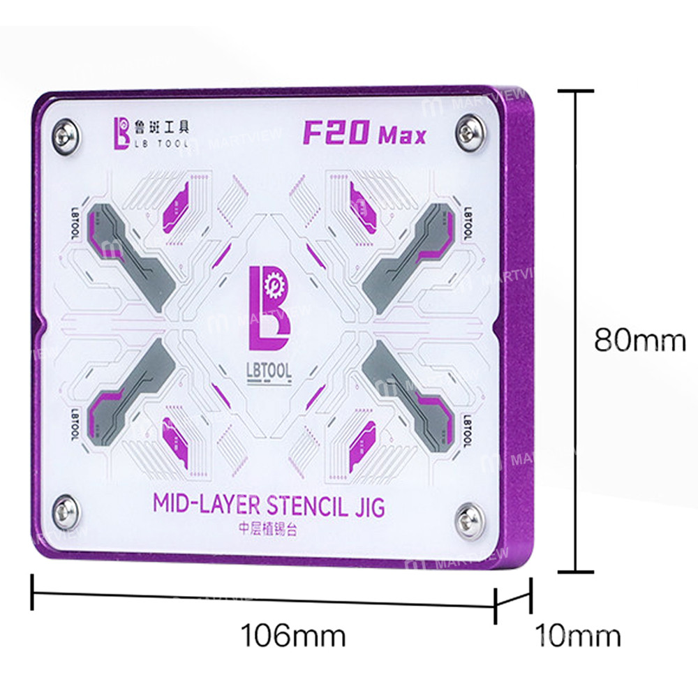 lb tool-f20-max-motherboard-middle-layer-bga-reballing-stencil-platform-set-for-iphone-11-17pm-5