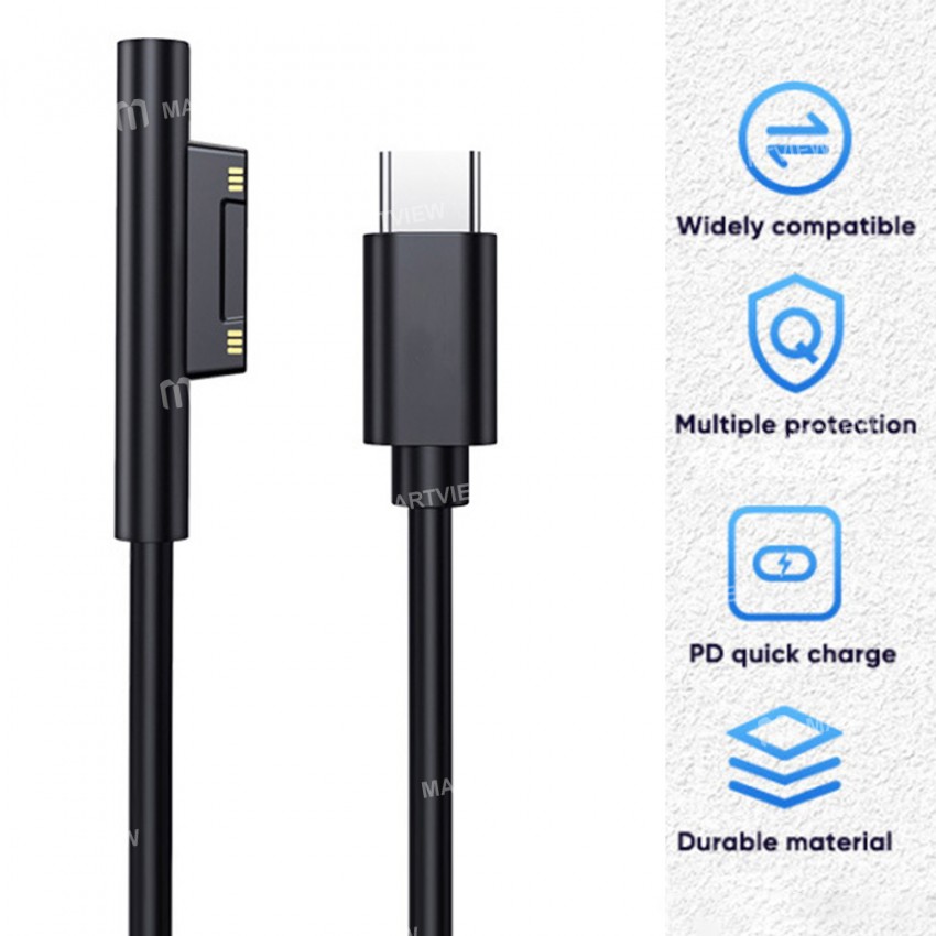 1.5M 15V/3A Magnetic Attraction Type-C Fast Charging Cable for Microsoft Surface Pro 3/4/5/6