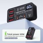 qianli k367h-7-port-extension-hub-with-p605s-60w-5-ports-digits-display-fast-charger-8
