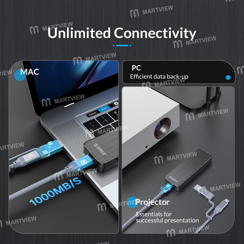 Orico USB3.2 Gen2 to Type-C 10Gbps M.2 NVMe SSD Enclosure Built-in Metal Heat Solid