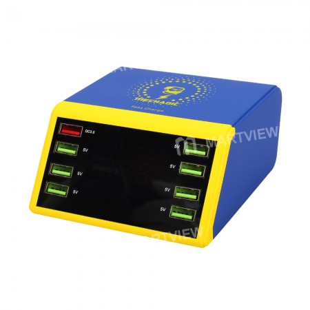 Mechanic iCharge8 LCD Digital Display Fast Charger 8 Port USB Charging Dock with Wireless Charger