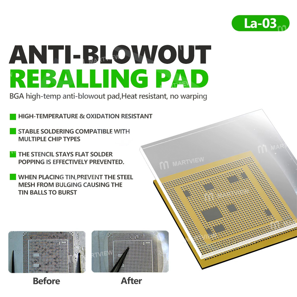 mechanic dusty-la-03-anti-blowout-bga-reballing-pad-for-cpu-ic-chip-soldering-repair-5