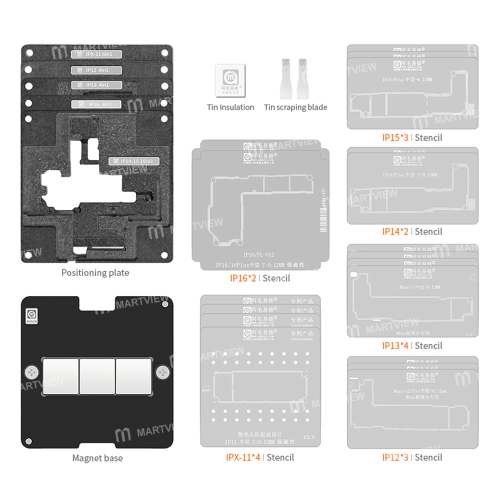 amaoe 28-in-1-012mm-motherboard-middle-layer-bga-reballing-stencil-platform-set-for-iphone-x-16pm-2