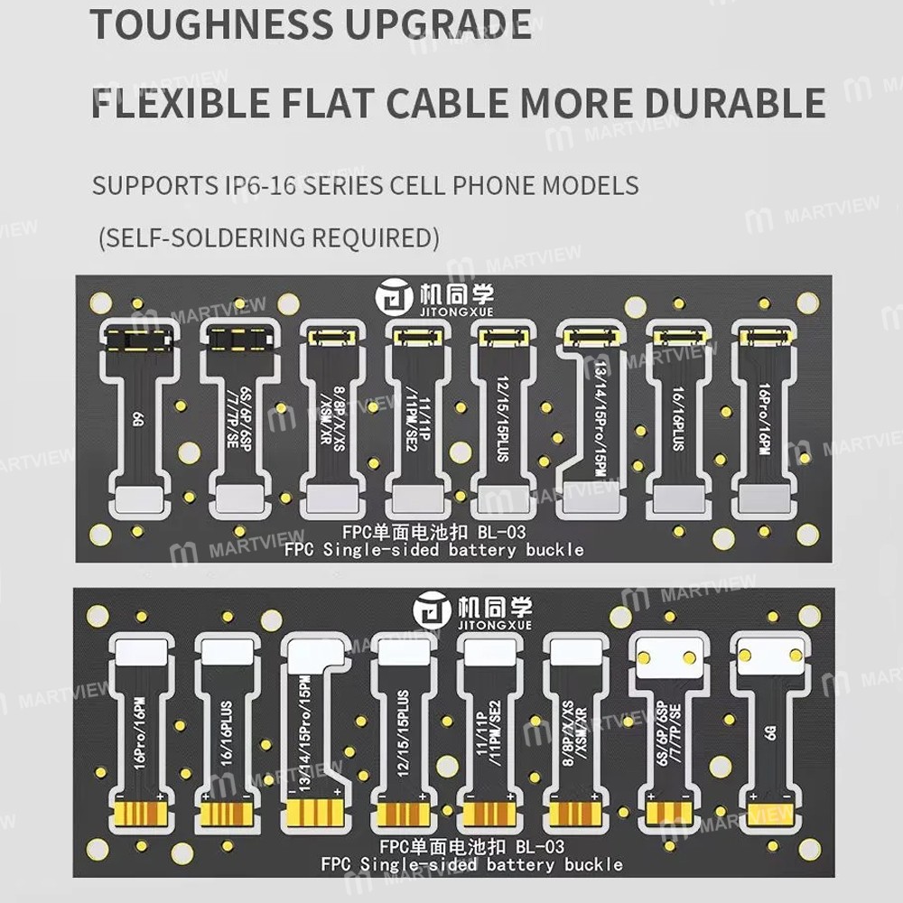 jtx bl-03-power-cable-battery-soft-fpc-connector-supports-iphone-6-to-16-series-3