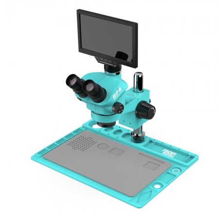 RF4 RF7050TVD2-YS010W 7-50X Synchronous Zoom Trinocular Microscope with 10-inch 1080P HD Monitor
