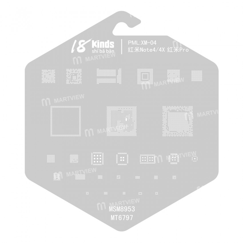 18 Kinds CPU BGA IC Reballing Stencil Kits for Xiaomi Phones