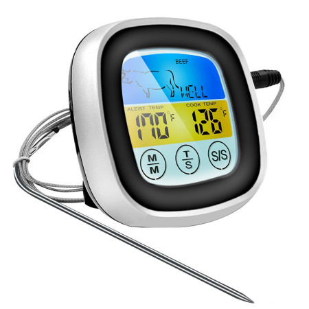 Digital Kitchen Thermometer Probe Color Touch Screen Meat Barbecue Food Temperature Measurement Tool - 2Pcs