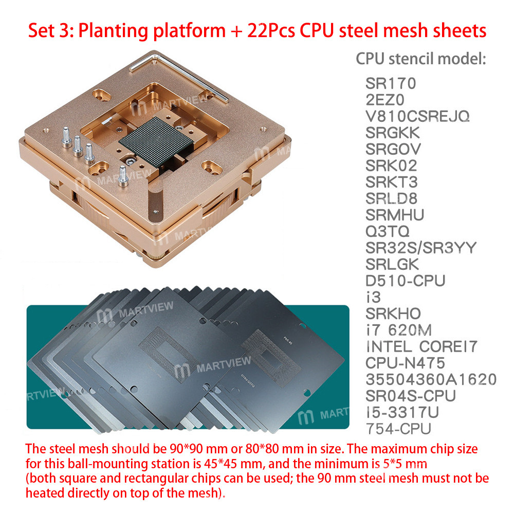 80mm 90mm-universal-bga-reballing-tin-plating-platform-with-universal-cpu-ddr-stencils-4