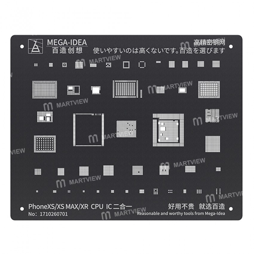 Mega-Idea CPU IC Chip 2-in-1 Black BGA Reballing Stencil for iPhone XS / XS Max / XR