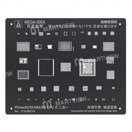 Mega-Idea CPU IC Chip 2-in-1 Black BGA Reballing Stencil for iPhone XS / XS Max / XR