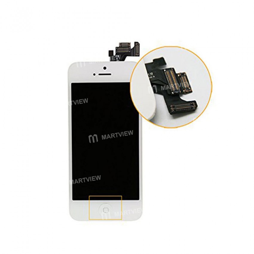 Replacement original iPhone 5 LCD with spareparts home button earphone camera etc white