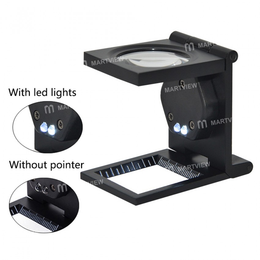 Portable 10X Handheld Zinc Alloy Foldable Magnifying Glass with 2 LED Lamp
