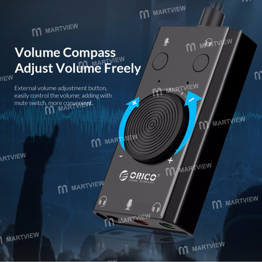 Orico SC2 Free Drive External USB Sound Card Stereo Audio Converter with Volume Adjustment