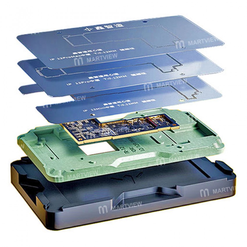 Xinzhizao 14-in-1 Middle Layer BGA Reballing Planting Tin Platform Set for iPhone X to 13Pro Max