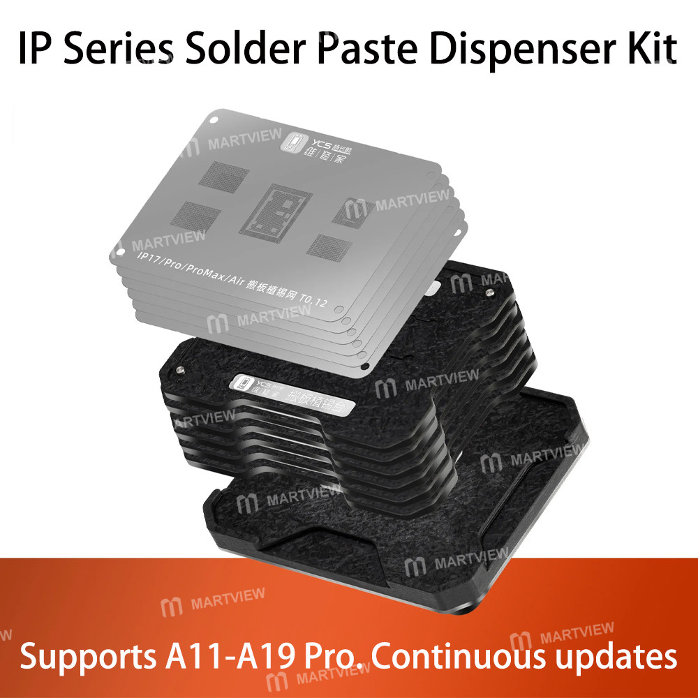 ycs professional-motherboard-tin-planting-reballing-stencil-set-for-iphone-8-17pm-apple-a11-a19-pro-