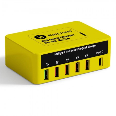 Kailiwei KLW-818 6-Port Intelligent PD+QC 3.0 USB Quick Charger with LED Display