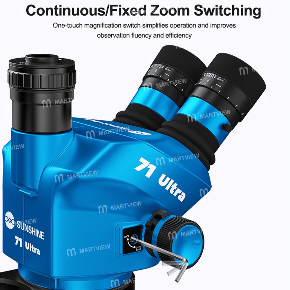sunshine 71-ultra-b11-65-55x-continuous-fixed-zoom-conversion-trinocular-microscope-with-big-base-11