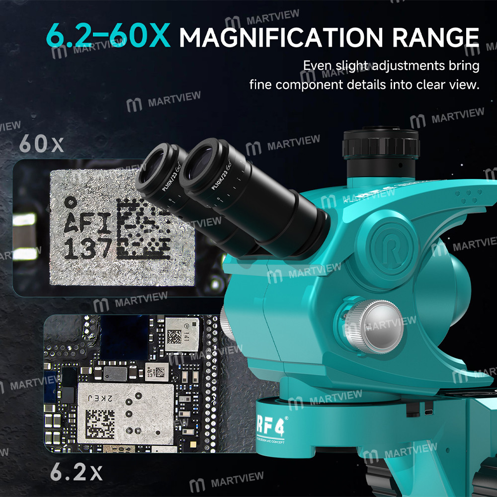 rf4 spx-a6-62x-60x-trinocular-zoom-stereo-microscope-with-rf-a6-2-in-1-integrated-light-source-brack