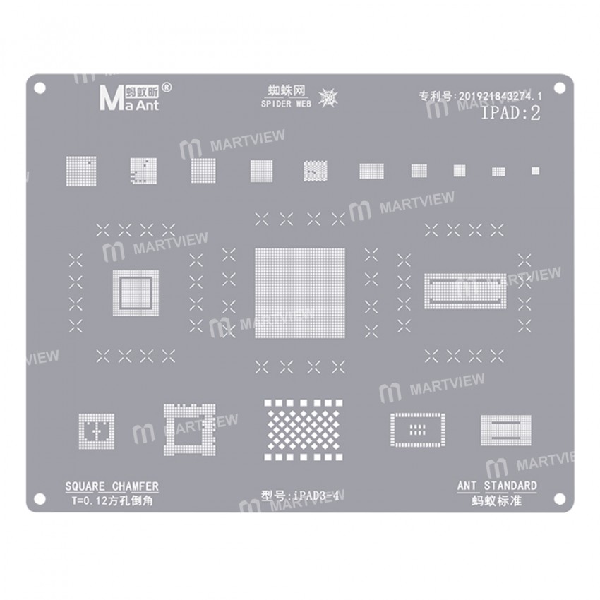 maant ipad-series-8-in-1-012mm-square-chamfer-bga-reballing-stencil-for-ipad-3