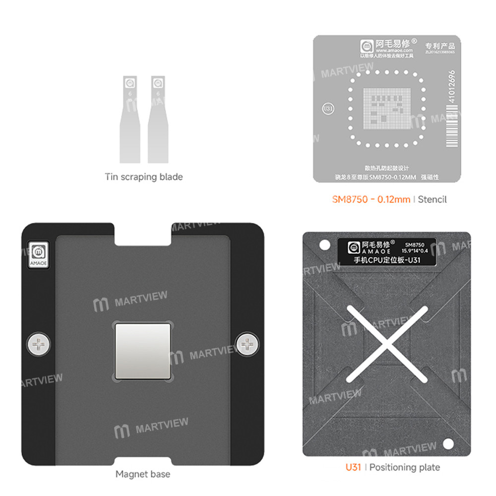 amaoe u31-012mm-cpu-bga-reballing-stencil-platform-set-for-qualcomm-snapdragon-8-elite-sm8750-2