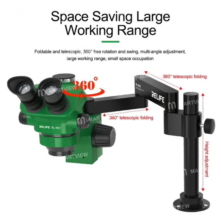 relife rl-m28-360-telescopic-folding-universal-microscope-swing-arm-bracket-5