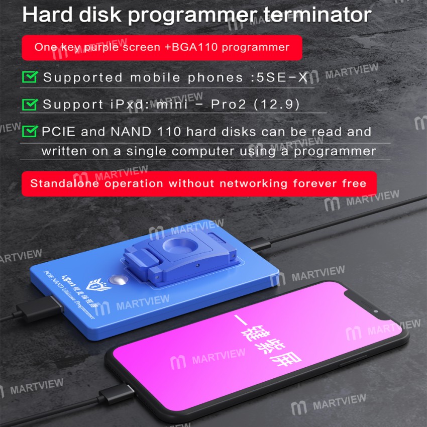 iBox2 BGA110 PCIE Hard Disk Programmer for iPhone SE - 11 Pro Max iPad DFU