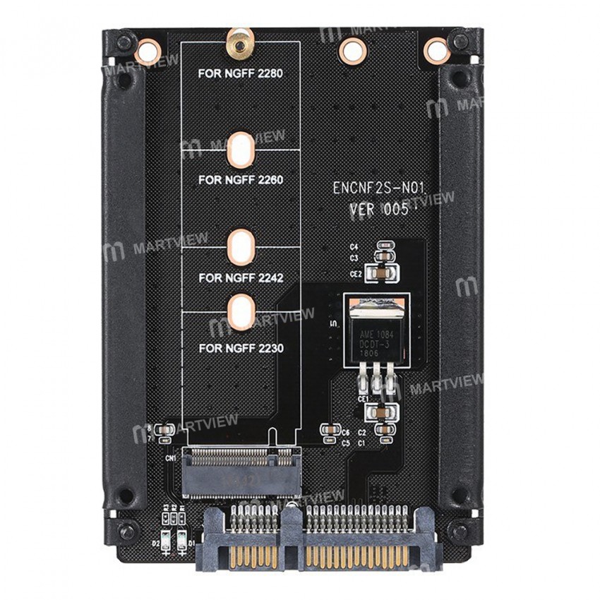 M.2 NGFF To SATA Adapter Card - Supports B Key SSDs 2230 To 22110mm Size