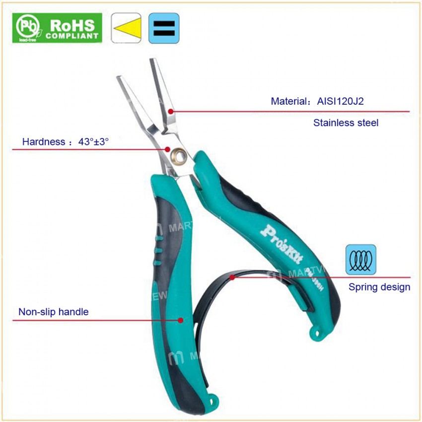 Pro'sKit PM-396H Stainless Steel Mini Pointed Nose Pliers for Electronic Products Repair