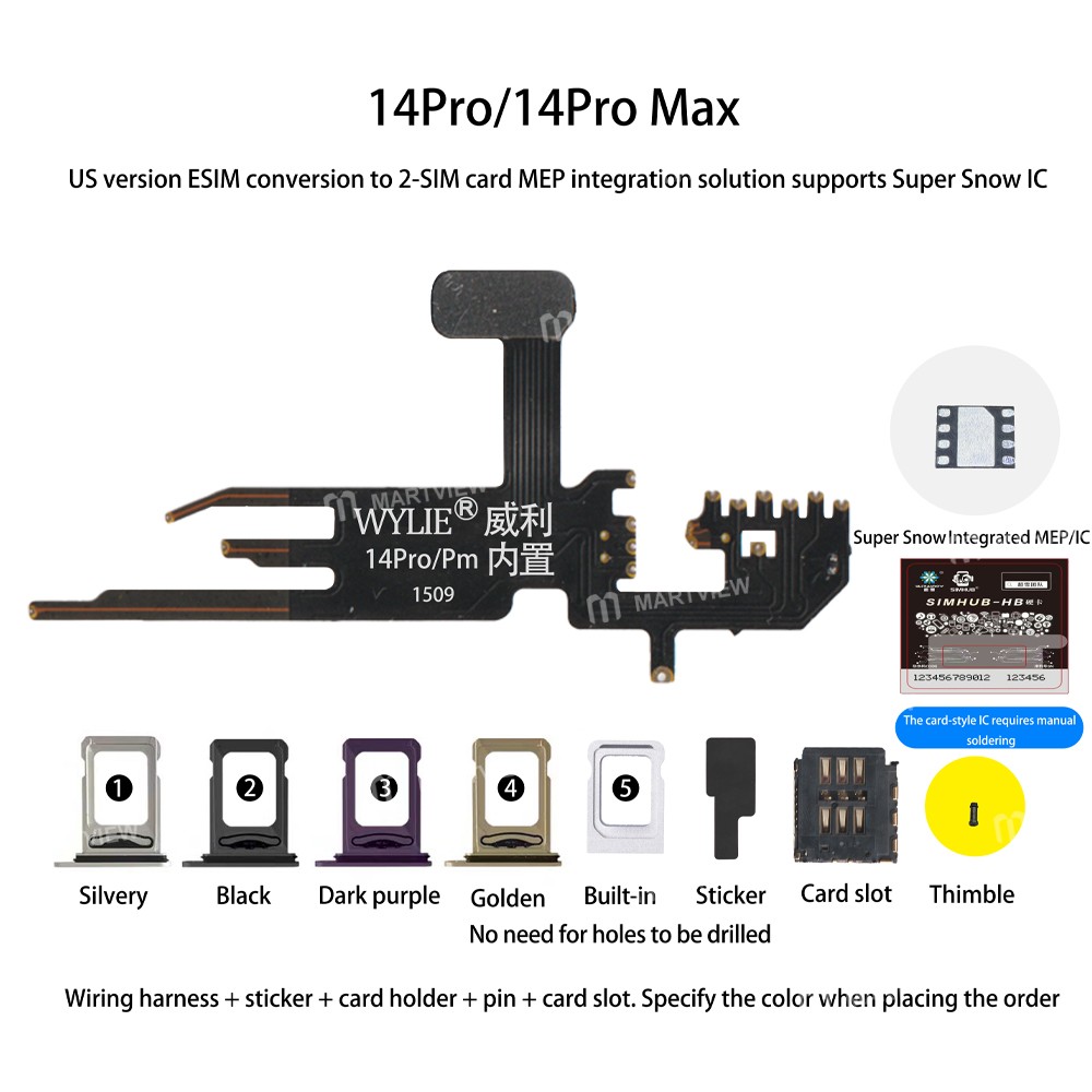wylie e-sim-conversion-to-2-sim-card-mep-integration-solution-supports-supersnow-db-ic-for-iphone-14