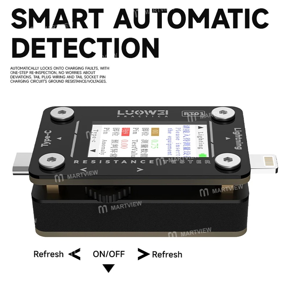 luowei lw-rt01-type-c-to-lightning-high-precision-digital-display-tail-insertion-tester-3