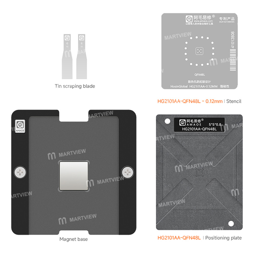 amaoe 012mm-hosinglobal-hg2101aa-qfn48l-ic-chips-bga-reballing-stencil-platform-set-2