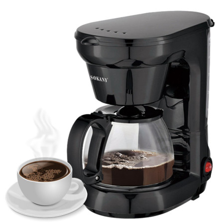 SOKANY CM102 6 Cup Electric Coffee Maker 750ml Borosilicate Glass Carafe 650W Drip Coffee Pot Machine with Anti Drip for Home or Office Use