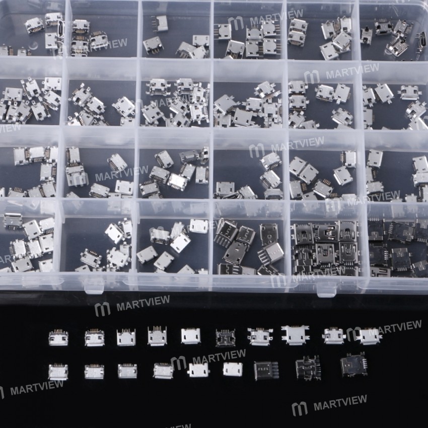 24 Models Micro USB Connector Socket Jack Set with Carrying Case