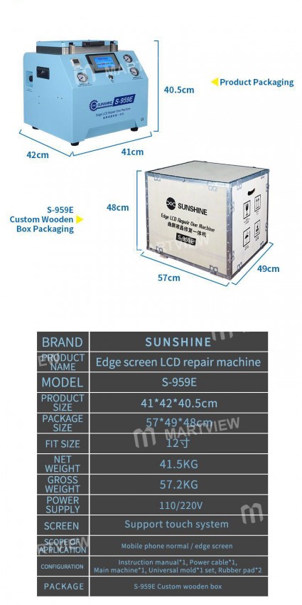 Sunshine S-959E Edge LCD Repair Laminator One Machine for Samsung S7 / S8 / S8+ / S9 / S9+