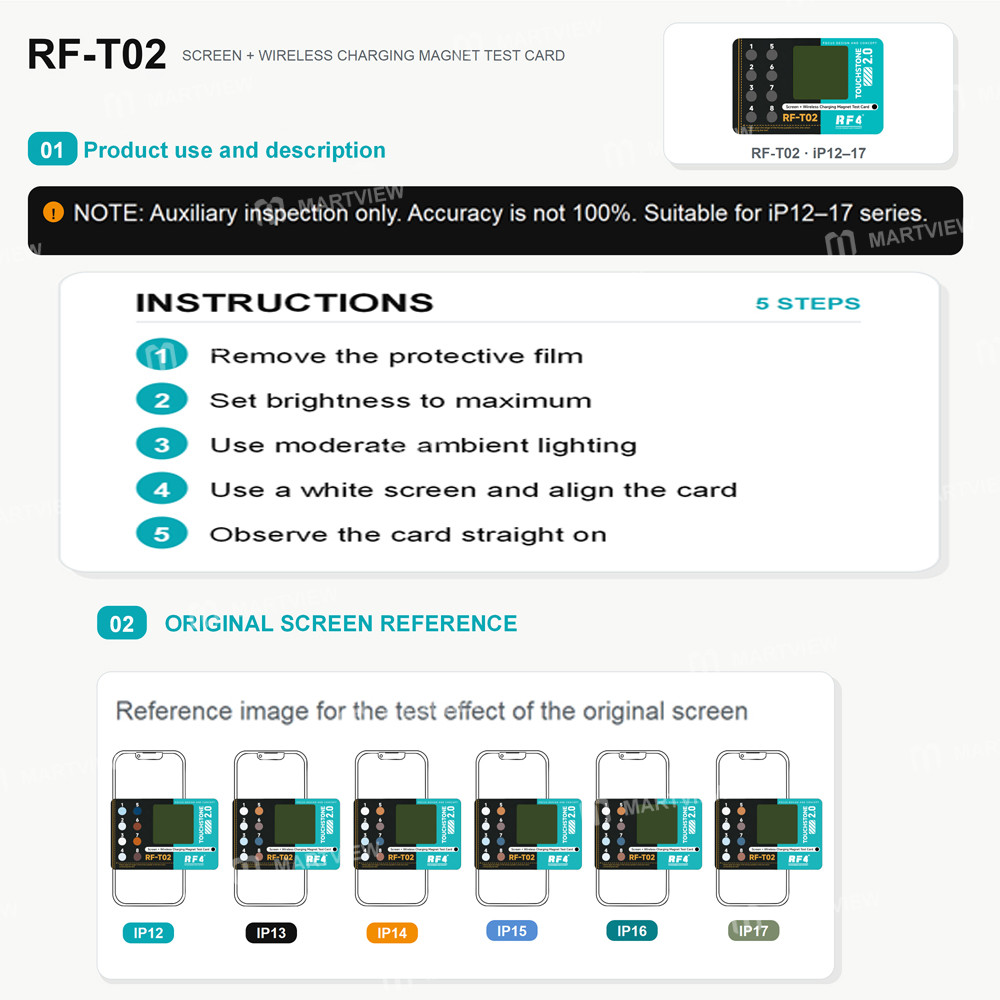 rf t02-2-in-1-dual-detection-card-for-original-screen-identification-magnetic-ring-detection-8