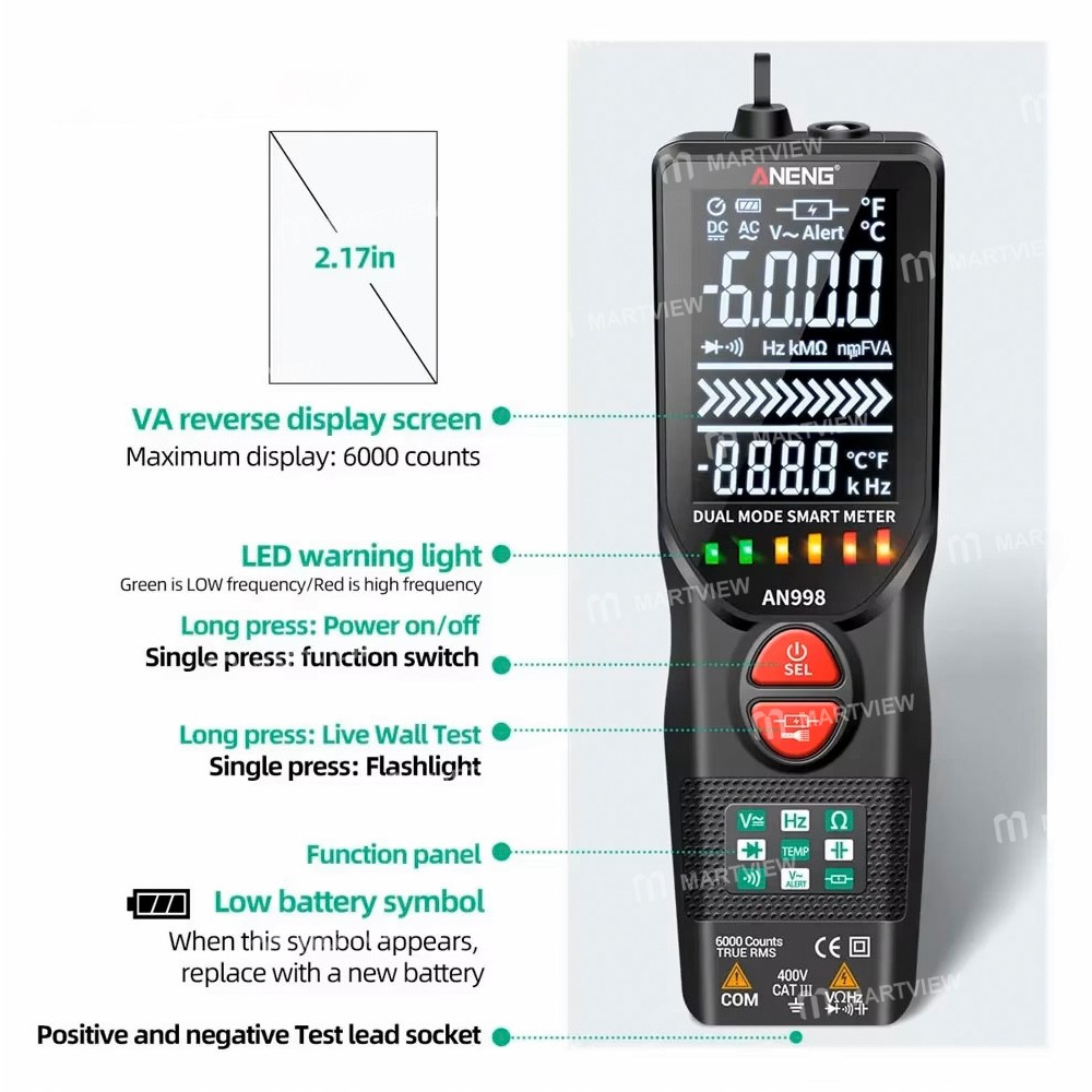 aneng an998-non-contact-detection-professional-automatic-digital-multimeter-with-temperature-test-4