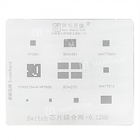 Amaoe 0.12mm BGA Reballing Stencil Template for Switch IC BGA200 / NFCBEA / BCM4354 / MAX77620A / MAX77812