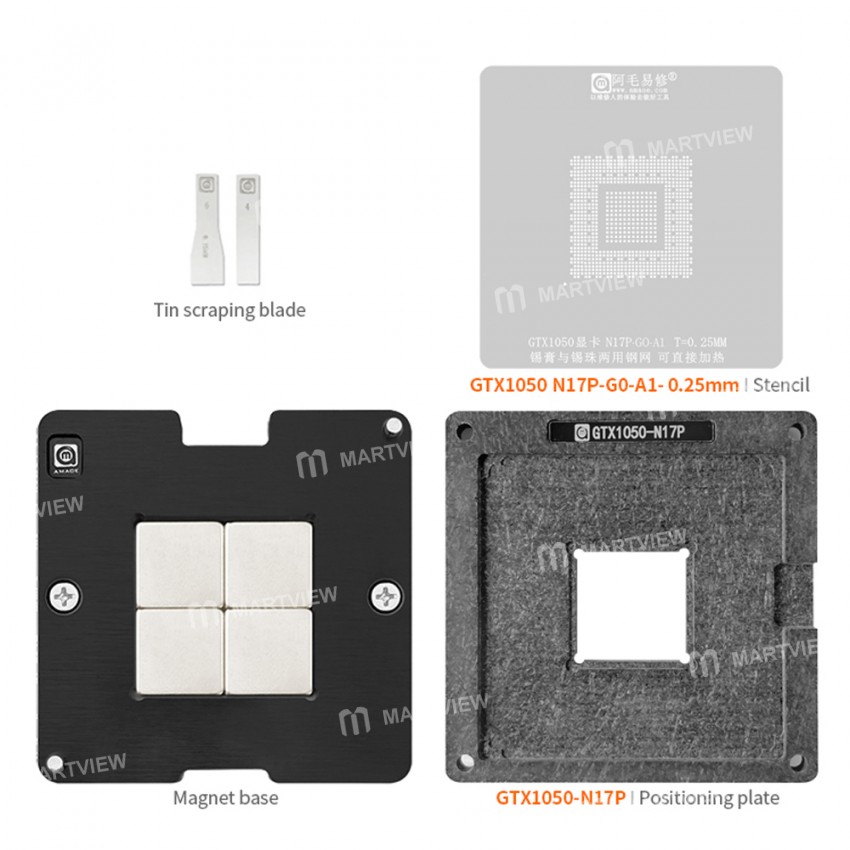 Amaoe 0.25mm GTX1050-N17P Graphics Card BGA Reballing Stencil Platform