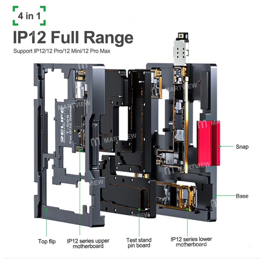 Sunshine T-009 4-in-1 Motherboard Mid-level Test Fixture for iPhone 12 Mini / 12 / 12 Pro / 12Pro Ma