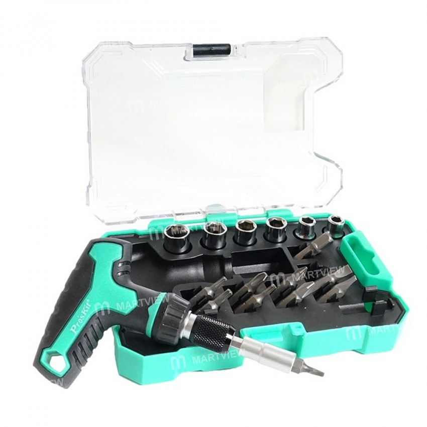 Pro'skit SD-2320M 18-in-1 Adjustable Magnetic Mini Ratchet Multifunctional Screwdriver Set
