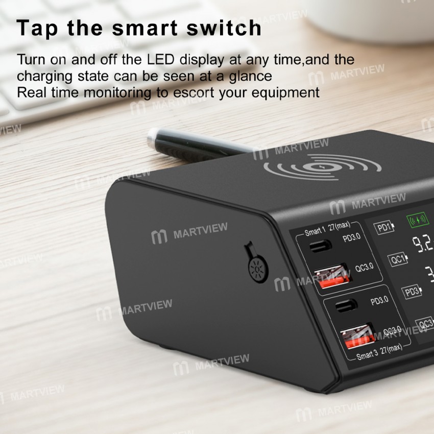 100w led-8-port-usb-qc-pd-quick-charger-wireless-charger-for-iphone-ipad-samsung-xiaomi-5